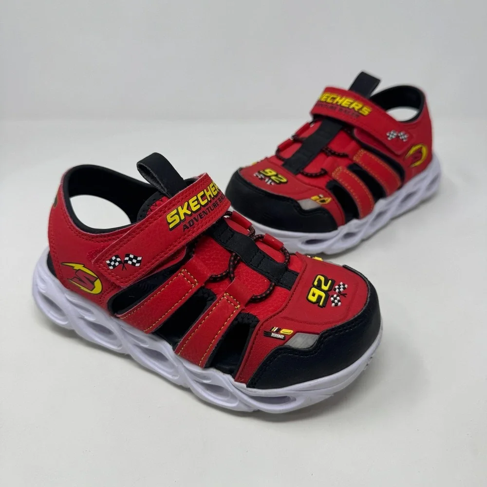 Skechers Adventure Racer S-Lights Sandals Shoes Red/Black Boys Size 13